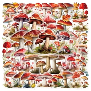 Transparante stickers betoverende paddenstoelen
