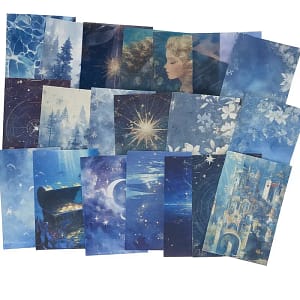 Mini decoratief papier blauw 20 stuks