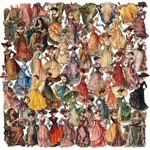 Transparante Stickers - Vintage Damesmode (set van 10)