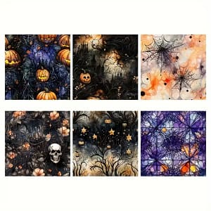 Scrap Set Halloween 3 Papieren (15x15 cm) & 4 Stickers