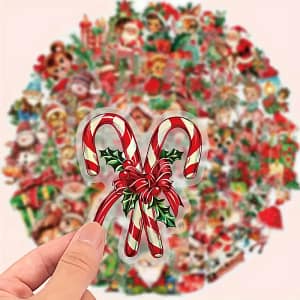 Transparante Vintage Kerst stickers โ 5 varianten (10 stuks per zakje)