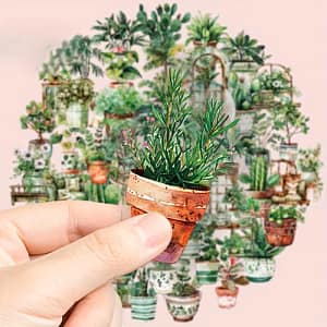 Transparante Stickers โ Planten in Potten (10 stuks)