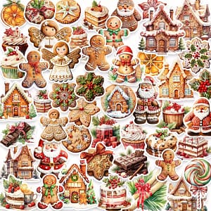 Kerst Gingerbread Stickers – Set van 10 | Scrapbooking & Cadeau Decoratie