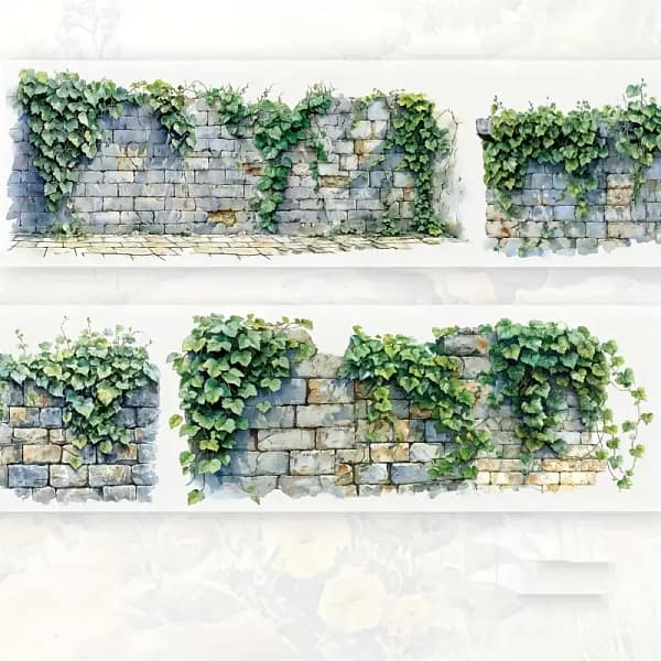 Pet tape muur met groene klimop