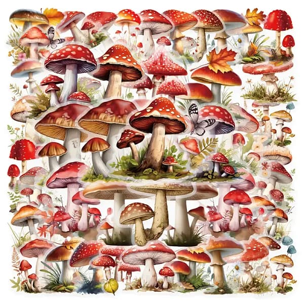 Transparante stickers betoverende paddenstoelen