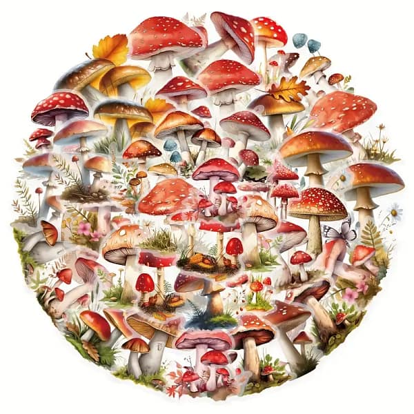 Transparante stickers betoverende paddenstoelen