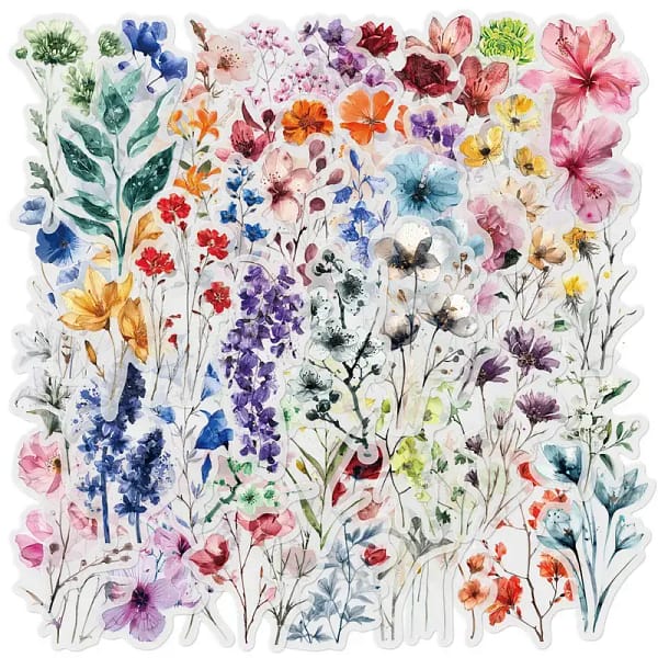 Transparante stickers gekleurde bloemen