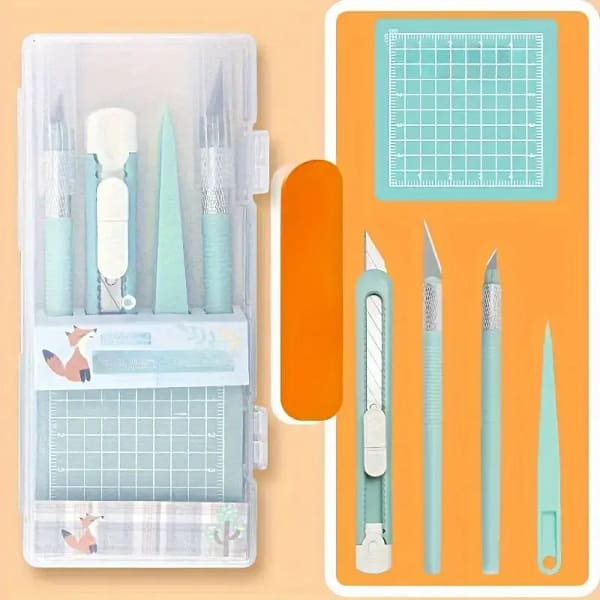 Toolset voor scrapbooking- snijmat, mesjes & pincet