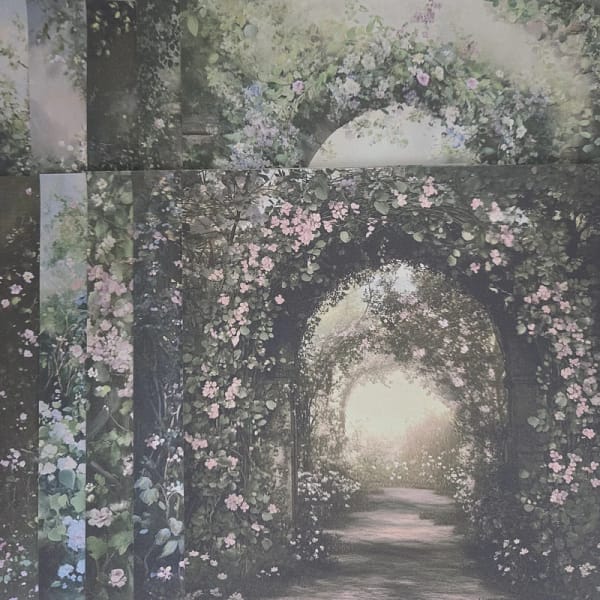 Papier met bloemenbogen – 10 vellen van 15 x 15 cm - Afbeelding 2
