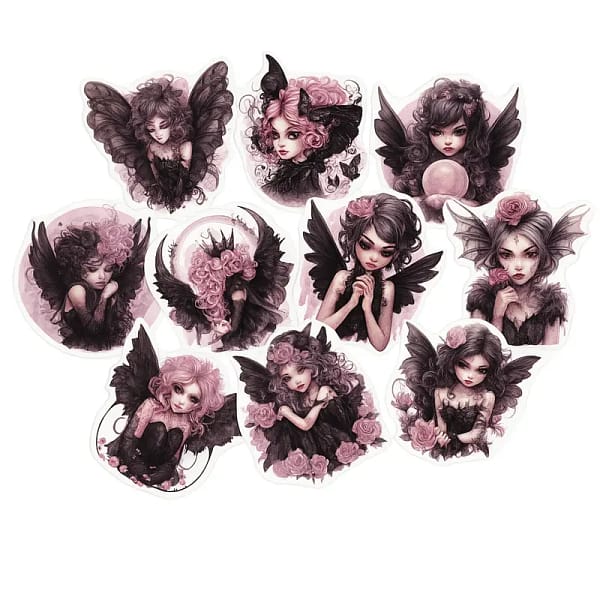 Stickerset gothic meisje roze zwart