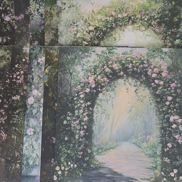 Papier met bloemenbogen – 10 vellen van 15 x 15 cm - Afbeelding 3