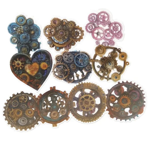 transparante stickers steampunk tandwielen