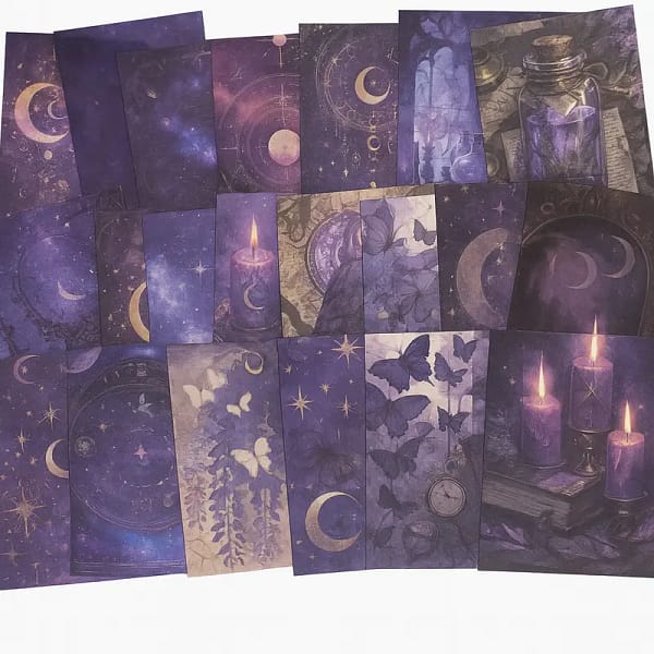 Mini decoratief papier paars 20 stuks
