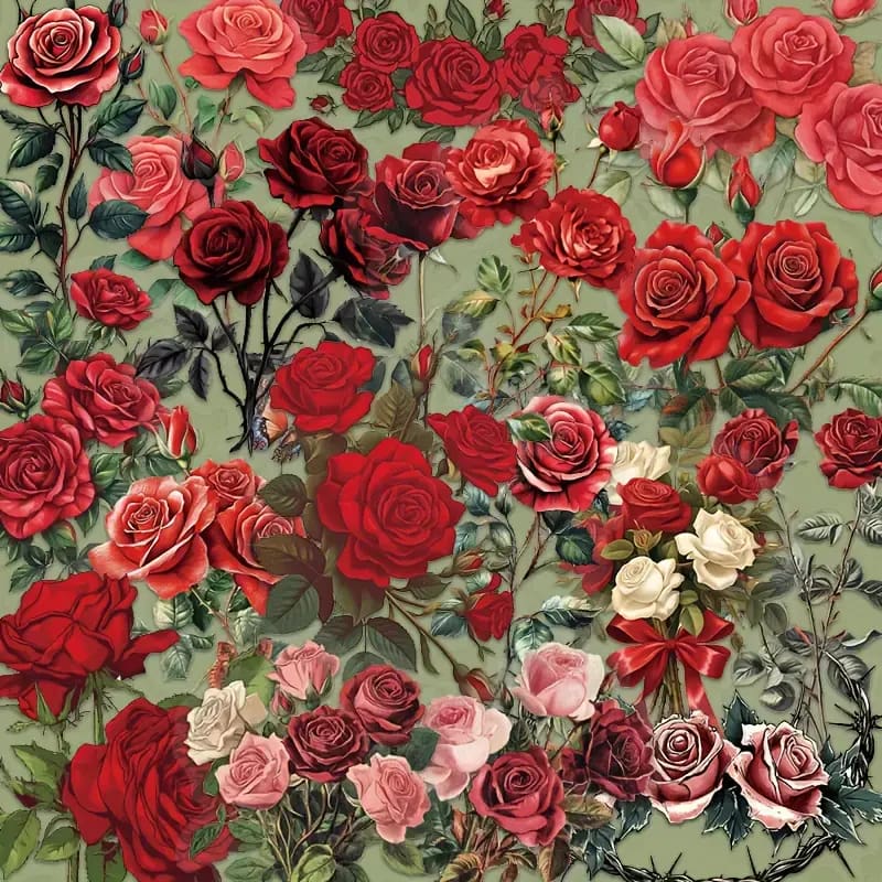 Transparante stickers rode rozen