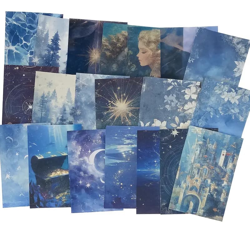 Mini decoratief papier blauw 20 stuks