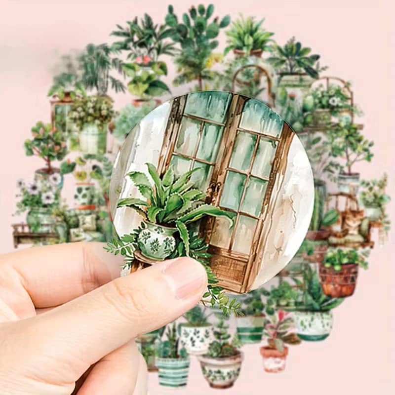 Transparante Stickers – Planten in Potten (10 stuks) - Afbeelding 3