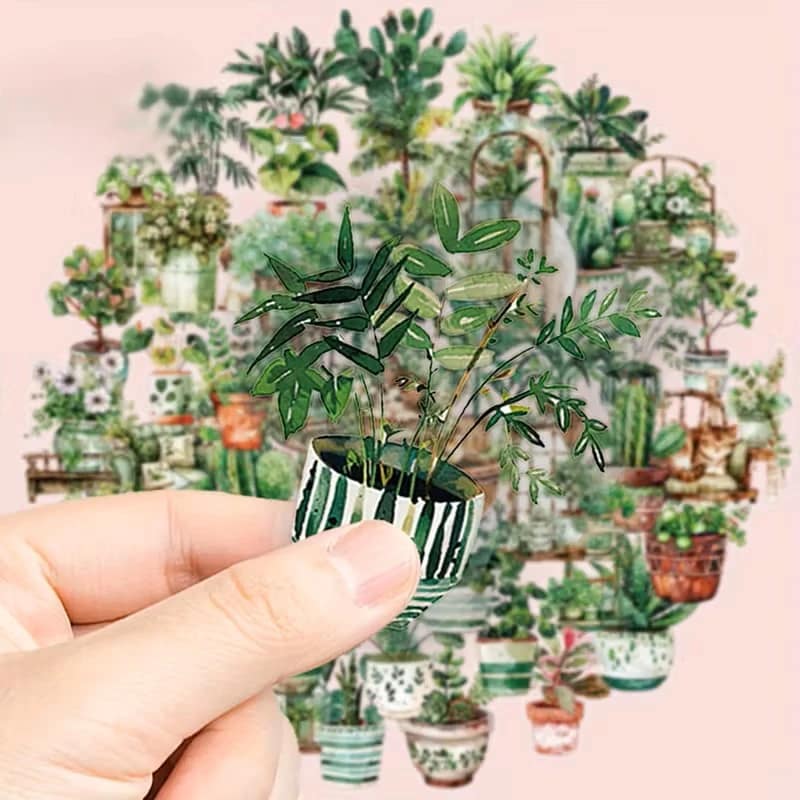 Transparante Stickers – Planten in Potten (10 stuks) - Afbeelding 4