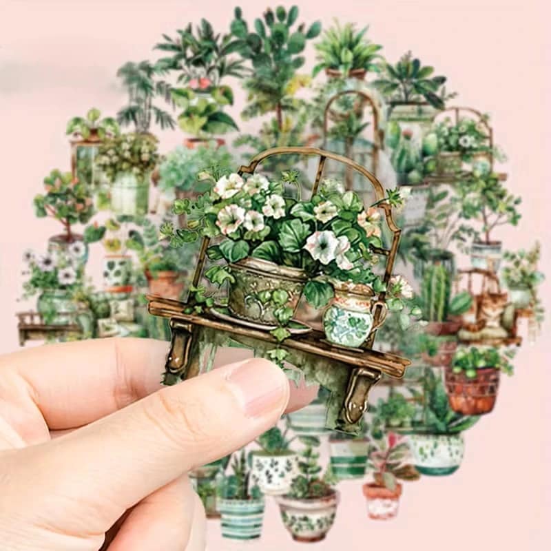 Transparante Stickers – Planten in Potten (10 stuks) - Afbeelding 2